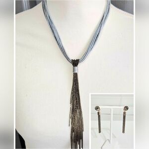 Premier Designs Brass Tassel Necklace and Earring Set